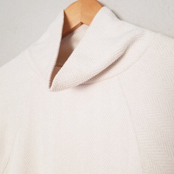 Madewell Brushed Herringbone Jacquard Turtleneck Top Funnel Neck Cream Ivory S - Picture 13 of 16